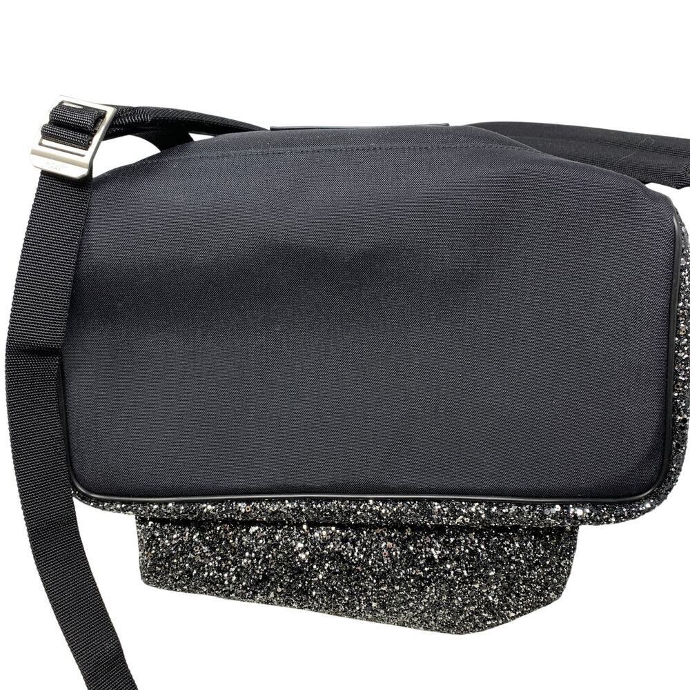 Saint Laurent City Glitter Backpack In Black Silver Multi Adjustable Straps - Picture 10 of 11